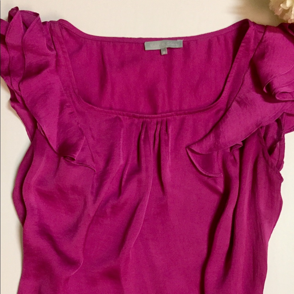 Violet and Claire Scoop Neck Blouse with Ruffles